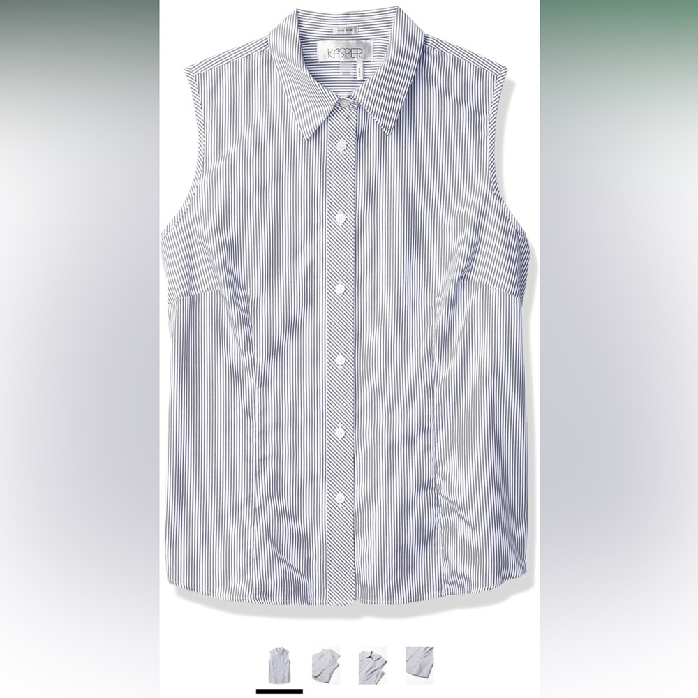 Kasperwomen’s Navy Pinstripe Button Down Shirt